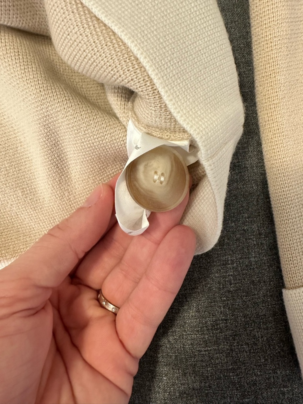 Sezane Beige & Cream Button Front Merino Wool Betty Cardigan in EUC - Picture 5 of 8